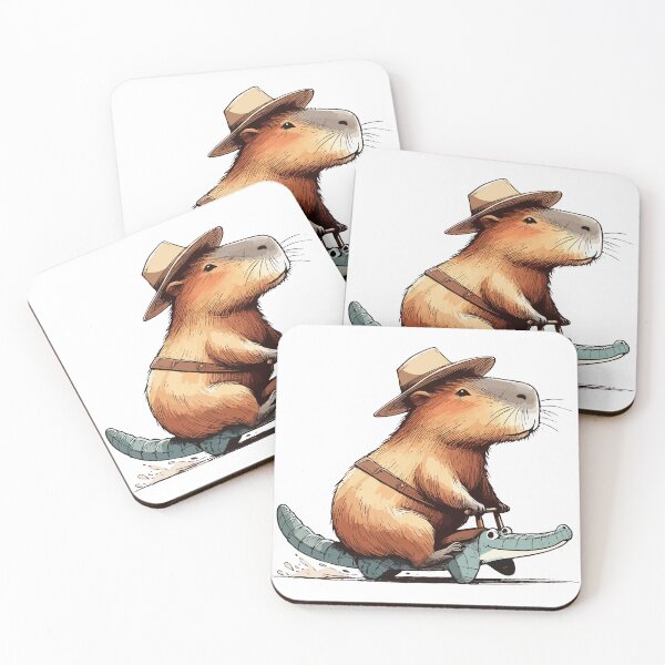 Item preview, Funny Capybara Riding A Crocodile designed and sold by TomFrontierArt.