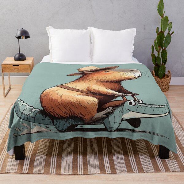Item preview, Funny Capybara Riding A Crocodile designed and sold by TomFrontierArt.