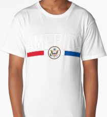 America Flag Colors & Coat Of Arms Long T-Shirt