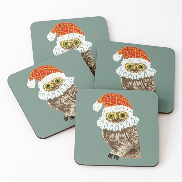 Item preview, Festive Owl with Santa Hat – Whimsical Holiday Folk Art by Jemma Jamie Skidmore  designed and sold by Jemma Jamie Skidmore.