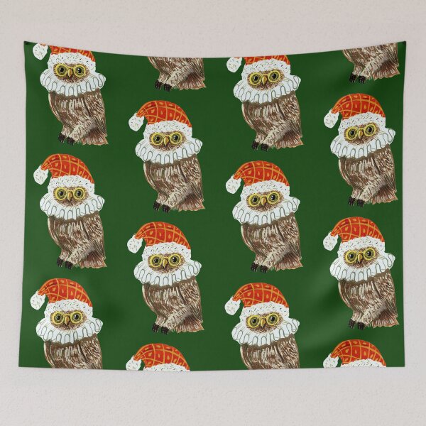 Item preview, Festive Owl with Santa Hat – Whimsical Holiday Folk Art by Jemma Jamie Skidmore  designed and sold by Jemma Jamie Skidmore.