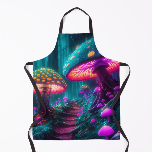 Item preview, Beautiful fantasy style illuminated mushrooms alongside a forest path designed and sold by DaydreamerDzine.