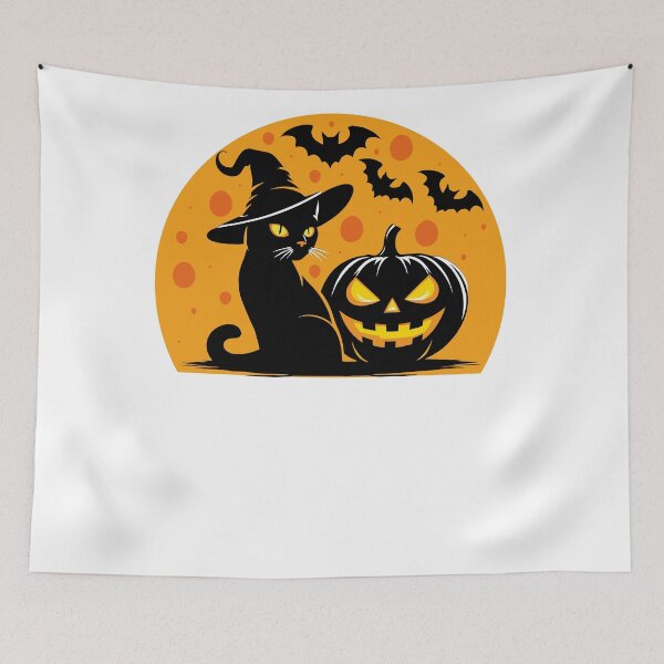 Item preview, Spooky Halloween With Witchy Black Cat And Pumpkin designed and sold by limanol.