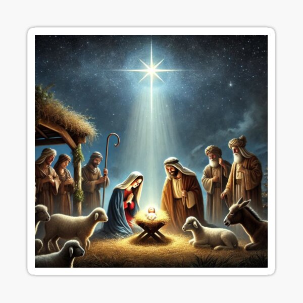 Item preview, Baby Jesus in the manger art print designed and sold by MSCVSN ART.