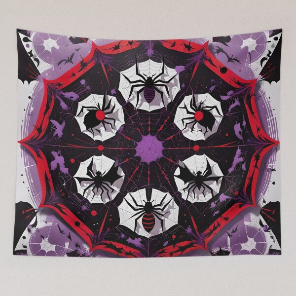 Item preview, Spiderweb Mandala with Spiders and Bats designed and sold by MandalasShops.