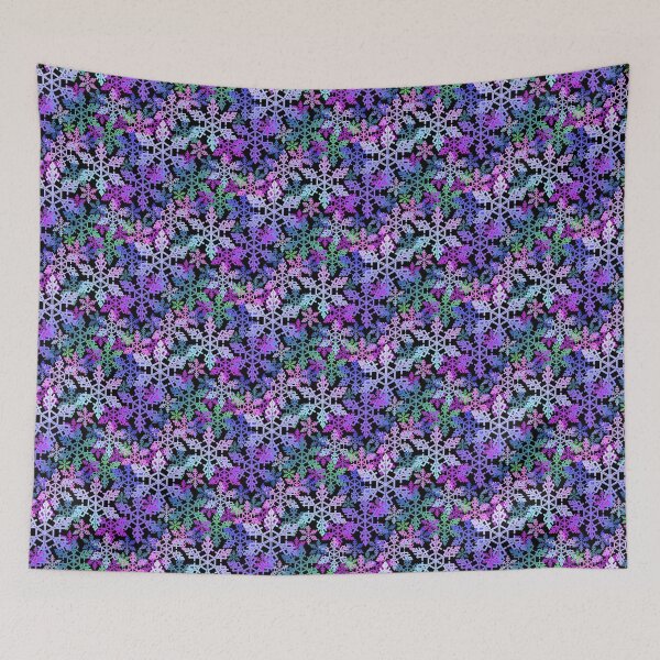 Item preview, Snowflake in Cool Colors on Black Halfdrop designed and sold by Art in My Loft.