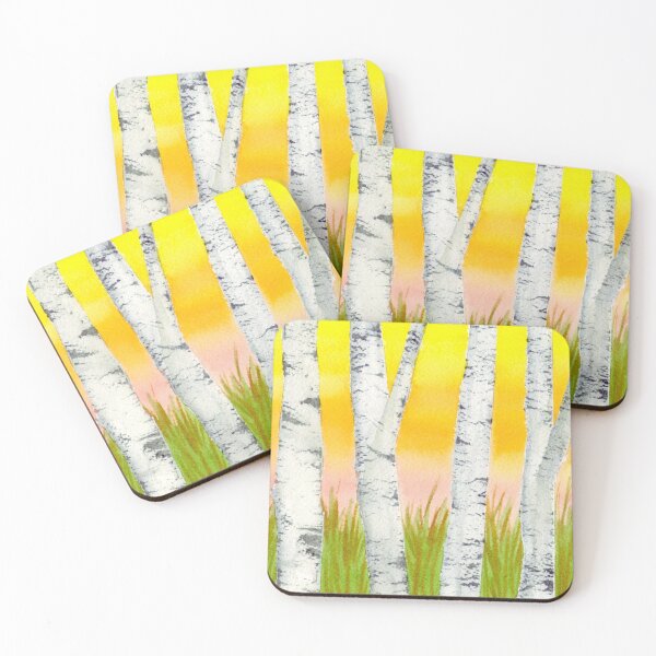 Item preview, Birch Trees at Sunset designed and sold by KindHeArtArt.
