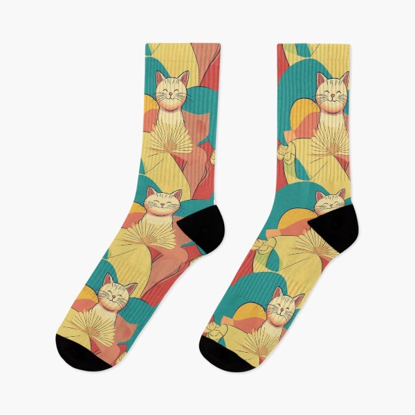 Item preview, Happy Cat in Vibrant Abstract Patterns designed and sold by memememescat.