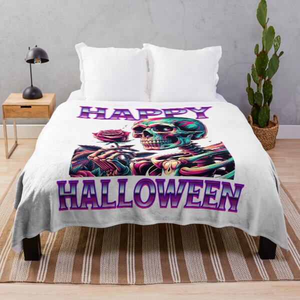 Aperçu de l'œuvre Joyeux Halloween - squelette avec rose créée et vendue par ReneMM.