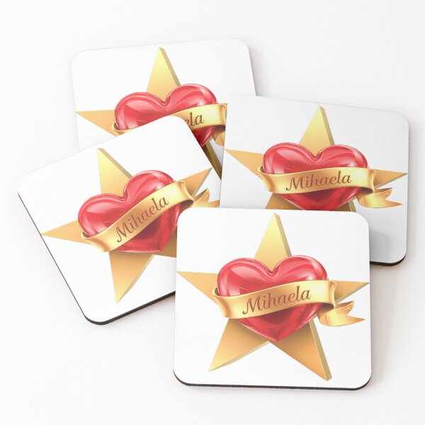 Item preview, Red Heart with Mihaela Banner on Gold Star designed and sold by wolfgangrainer.