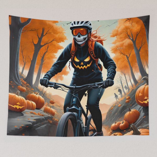 Item preview, MTB Woman Rocks Halloween Hoody on Ride designed and sold by GrizzlyCollective.