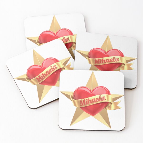Item preview, Red Heart with Mihaela Banner on Gold Star designed and sold by wolfgangrainer.