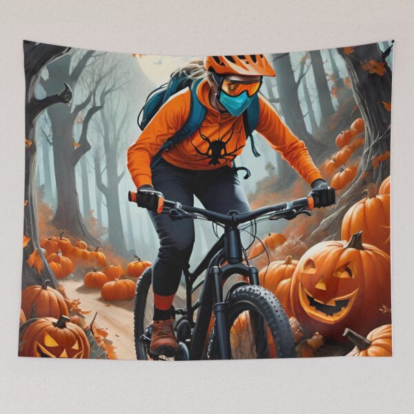 Item preview, Mountain Biker Woman’s Spooky Halloween Hoody designed and sold by GrizzlyCollective.