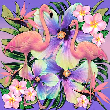 Artwork thumbnail, Retro Flamingo Tropical Violet by Nina May Designs