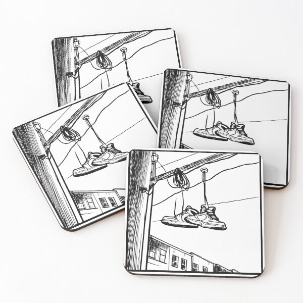Item preview, Framed Hanged Shoes Line Drawing designed and sold by GeoSketchWear.