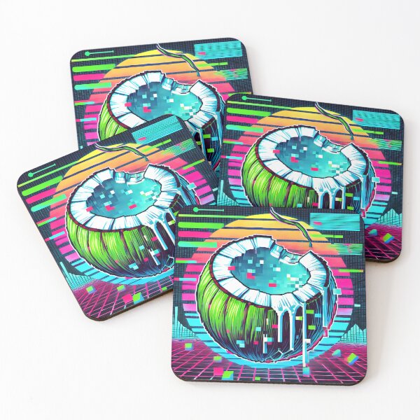 Item preview, Glitchy Coconut Neon Vaporwave Art designed and sold by Static-Theory.