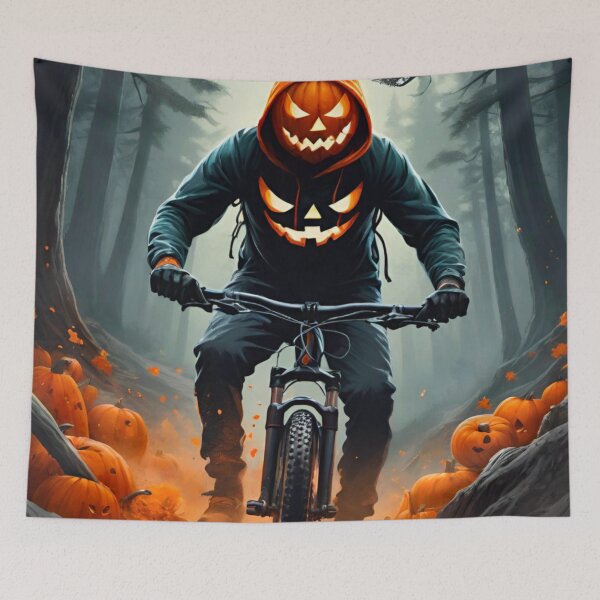 Item preview, Fierce Jack-O’-Lantern Shreds the MTB Trails designed and sold by GrizzlyCollective.