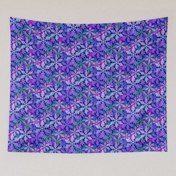Item preview, Snowflake in Cool Colors on Navy Blue Halfdrop designed and sold by Art in My Loft.