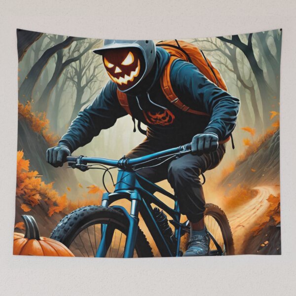 Item preview, Fierce Jack-O’-Lantern Carves Up the MTB Trails designed and sold by GrizzlyCollective.
