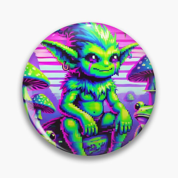 Item preview, Glitchy Goblin & Frogs - Goblincore Meets Vaporwave designed and sold by Static-Theory.