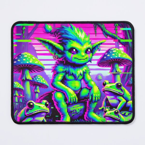 Item preview, Glitchy Goblin & Frogs - Goblincore Meets Vaporwave designed and sold by Static-Theory.