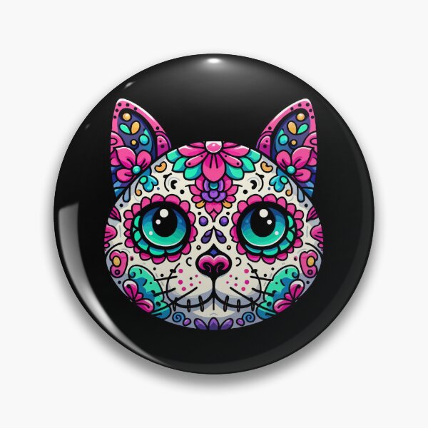Item preview, Colorful Cat Sugar Skull designed and sold by Nostalgia Busters.