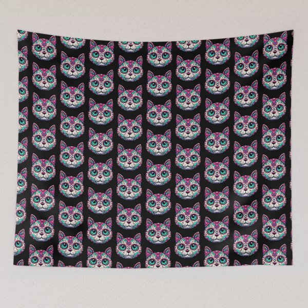 Item preview, Colorful Cat Sugar Skull designed and sold by Nostalgia Busters.