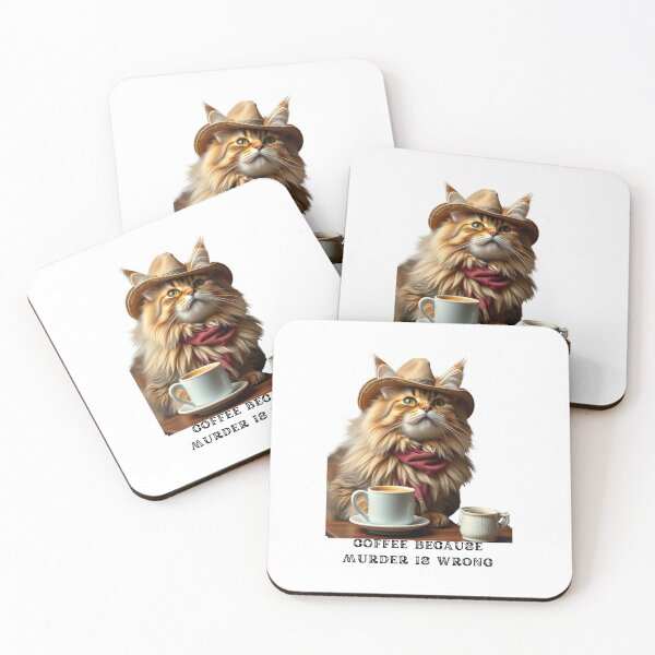 Item preview, cowboy cat with coffee and Coffee because murder is wrong designed and sold by GinnyGi.