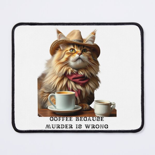 Item preview, cowboy cat with coffee and Coffee because murder is wrong designed and sold by GinnyGi.