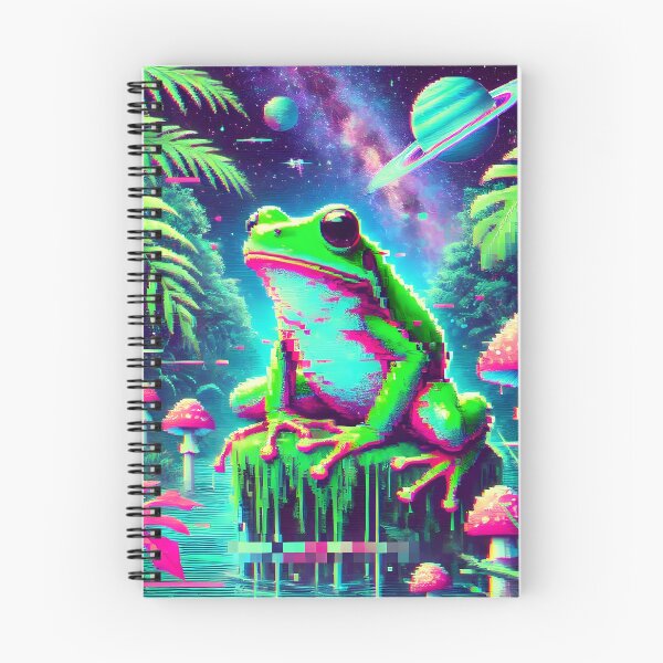 Item preview, Glitched Frog in Cosmic Forest - Surreal Vaporwave designed and sold by Static-Theory.