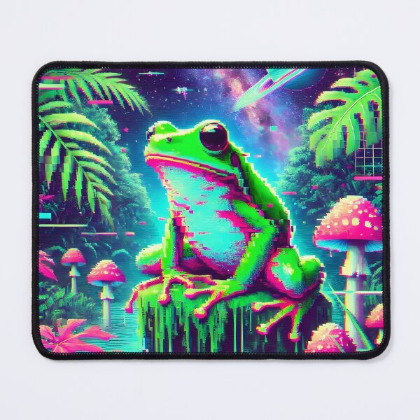 Item preview, Glitched Frog in Cosmic Forest - Surreal Vaporwave designed and sold by Static-Theory.