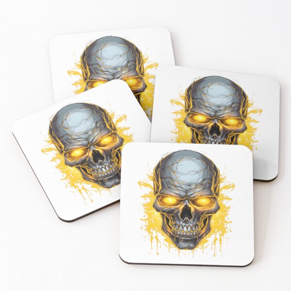 Item preview, Skull with yellow glowing eyes designed and sold by GoodThings66.