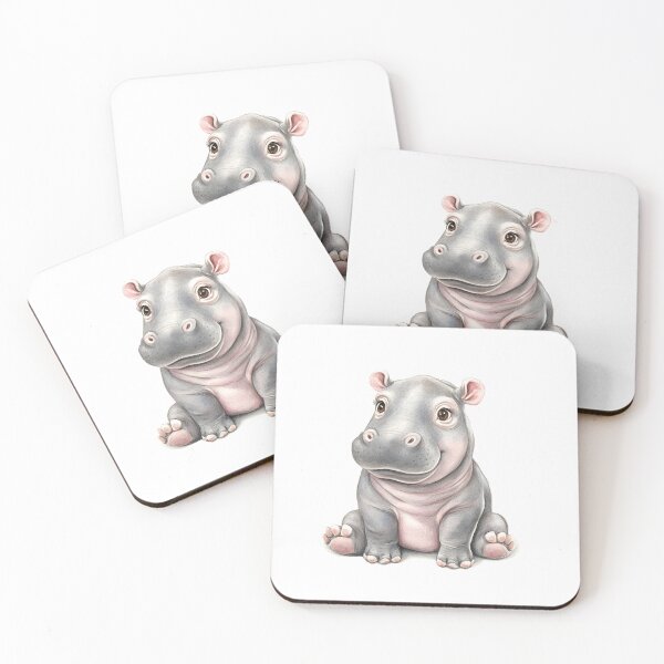 Item preview, An adorable baby hippo sits on the floor designed and sold by ArtHeilika.