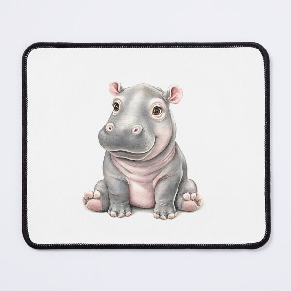 Item preview, An adorable baby hippo sits on the floor designed and sold by ArtHeilika.