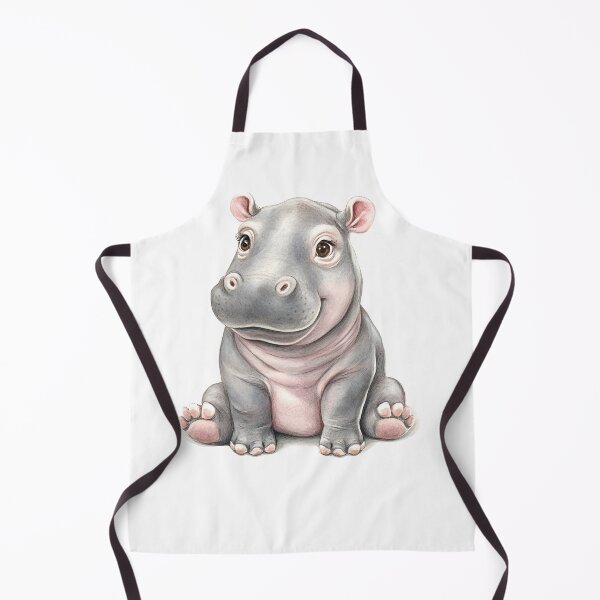 Item preview, An adorable baby hippo sits on the floor designed and sold by ArtHeilika.