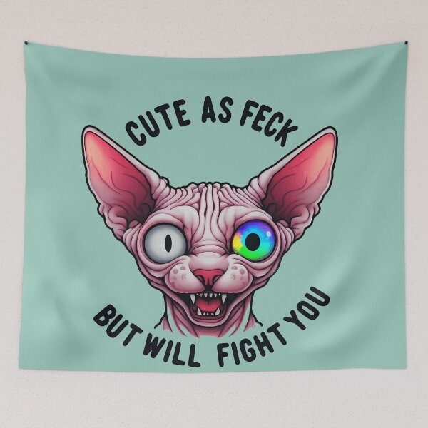 Item preview, Scary/ Cute Sphynx Cat Face, Cute As Feck, But Will Fight You Funny Hairless Cat designed and sold by SomniferumWars.