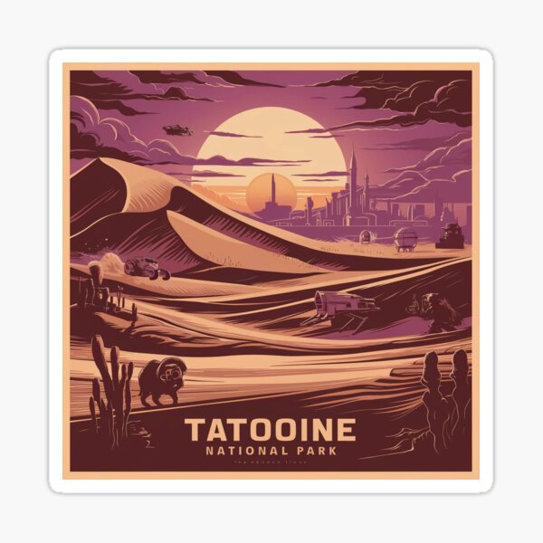 Vista previa del artículo con la obra «Afiche del Parque Nacional Tatooine», diseñado y vendido por jaksa429.