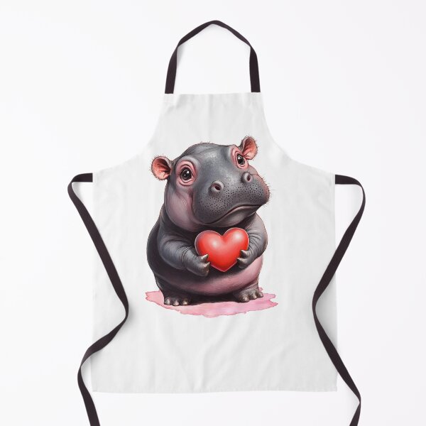 Item preview, Adorable sad hippo with a heart in his hands designed and sold by ArtHeilika.