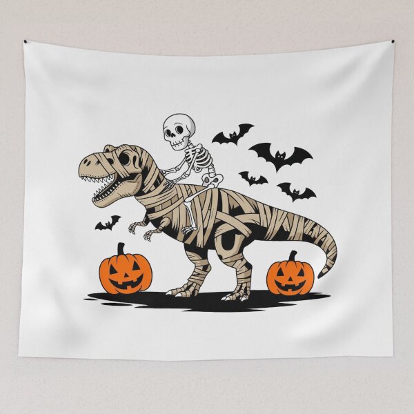 Item preview, Skeleton Rides on Mummy Dinosaur Trex Halloween designed and sold by Merch-Kitsune.