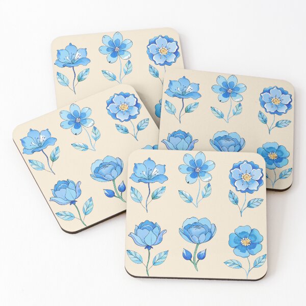 Item preview, cute little blue flowers watercolor set plant lovers  designed and sold by rlav123.