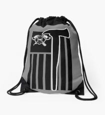 Fireman Flag Tee Shirt With Fireman's Crest Honor The Badge Drawstring Bag