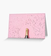 Rosa Champagner Flasche Feier Gold Konfetti Kunst Grußkarte