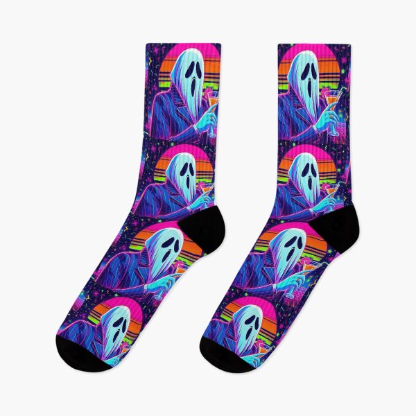 Item preview, 80’s Halloween Synthwave Ghost Drinking Mocktail designed and sold by BrianSaysDesign.