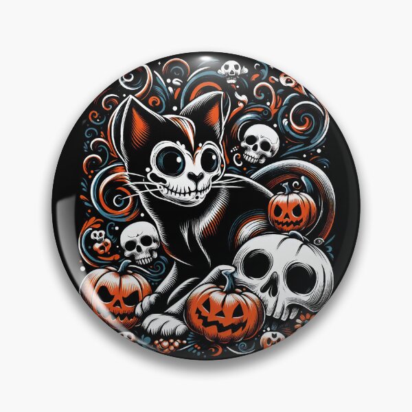 Item preview, Spooky Cat with Skulls designed and sold by Nostalgia Busters.