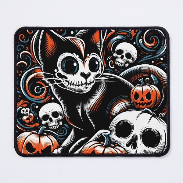 Item preview, Spooky Cat with Skulls designed and sold by Nostalgia Busters.