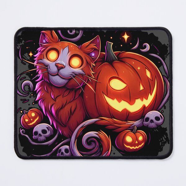 Item preview, Mystical Cat & Glowing Pumpkins designed and sold by Nostalgia Busters.