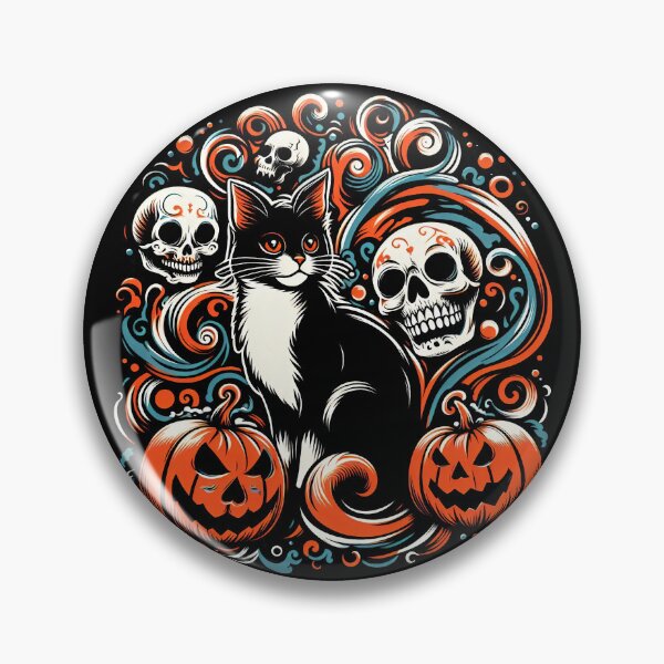 Item preview, Halloween Cat with Pumpkins designed and sold by Nostalgia Busters.