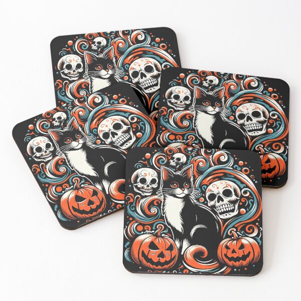 Item preview, Halloween Cat with Pumpkins designed and sold by Nostalgia Busters.