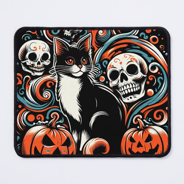 Item preview, Halloween Cat with Pumpkins designed and sold by Nostalgia Busters.