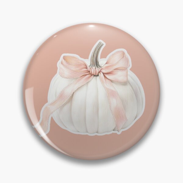 Item preview, Sketch of a white pumpkin with a light pink coquette style bow on top designed and sold by JMMDesigns55.